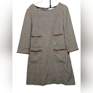 Preston & York Womens Houndstooth Dress Size 12 EUC 23 PTP